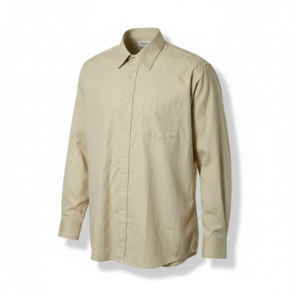 Yves Saint Laurent Dress Shirt Men 17 34-35 Tan Long Sleeve Button Down Pocket